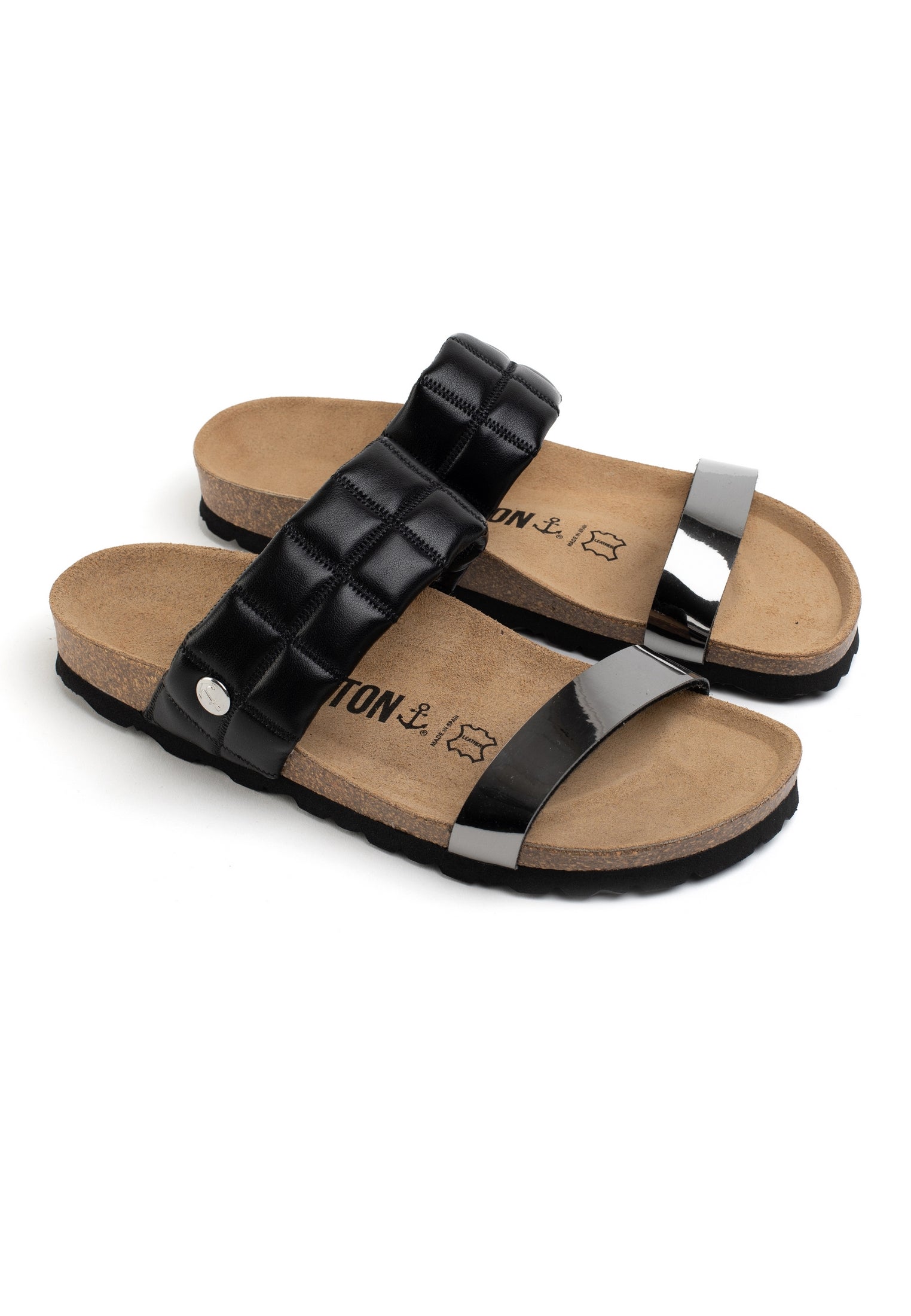 Manosque Anthracite and Black Multi-Strap Sandals