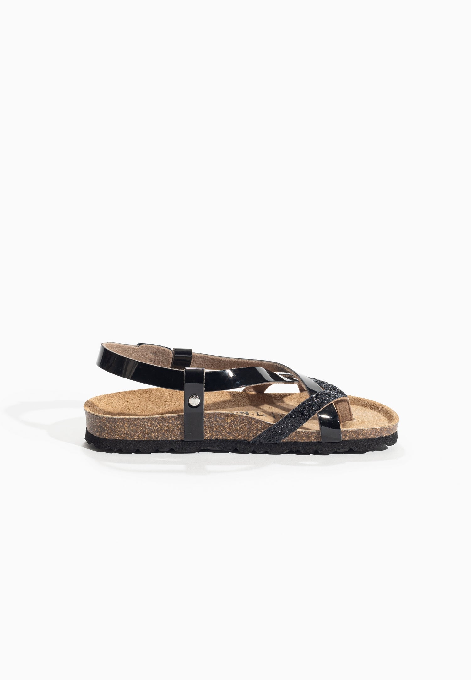 Alambra Black and Glitter Multi-Strap Sandals