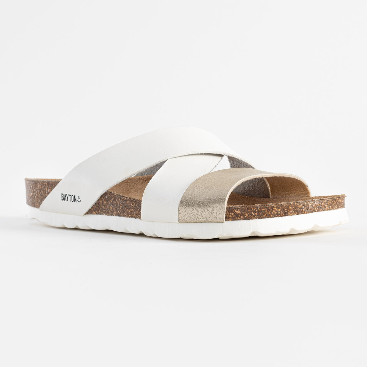 Seville White and Gold Multi-Strap Sandals