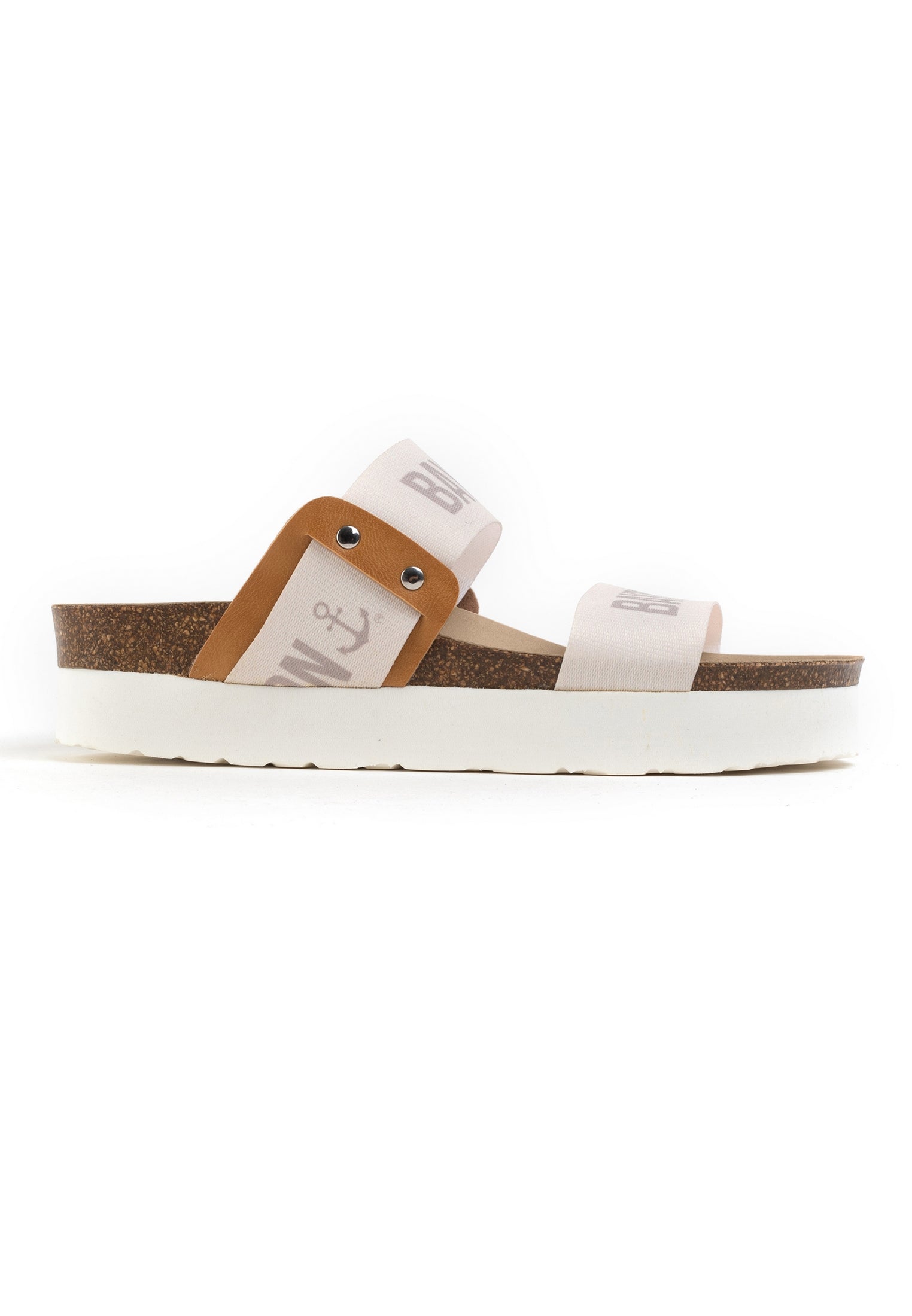 Solar 2 Straps Beige and Camel Platform Sandals