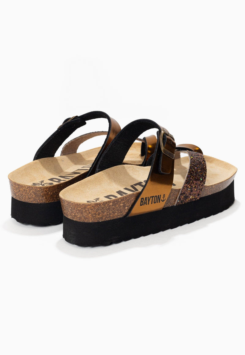 Sandales Andromac Bronze et paillettes à Plateforme