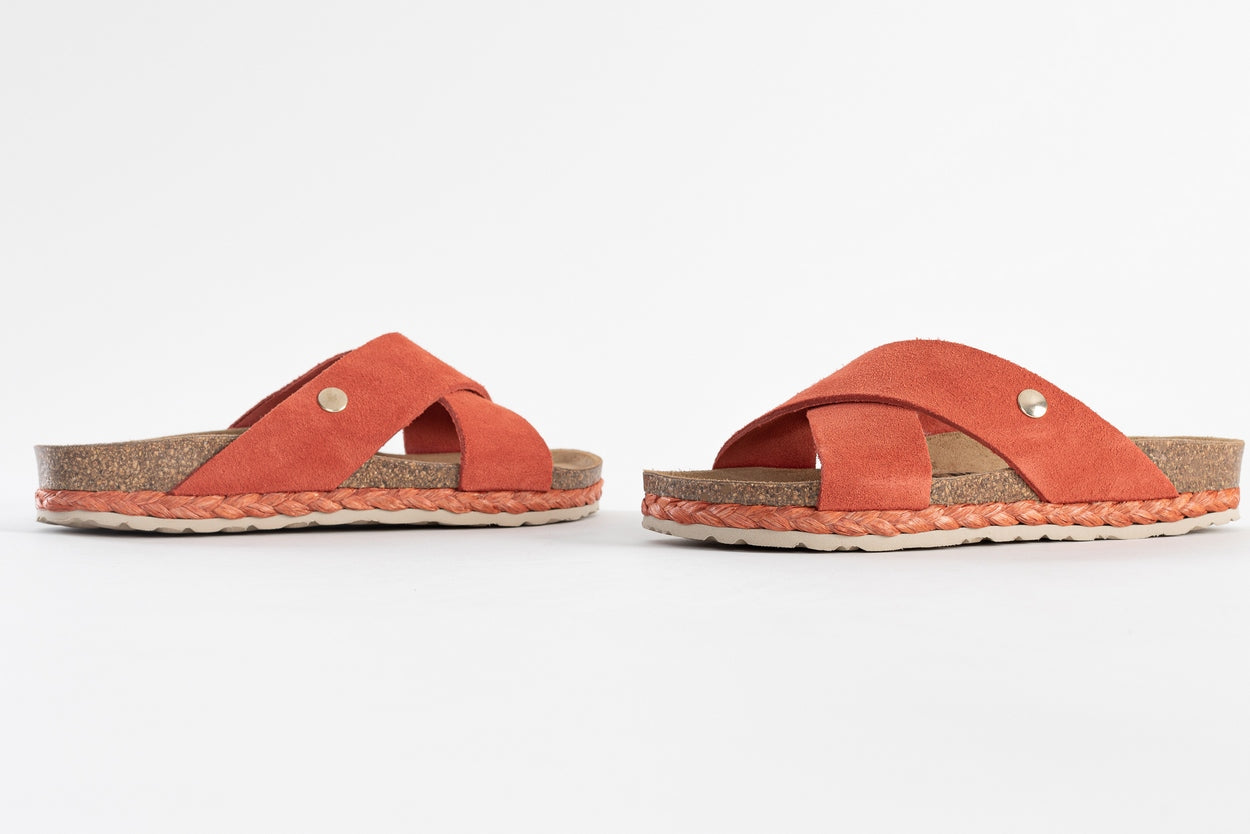 Burgos Coral Suede Leather 2 Strap Sandals