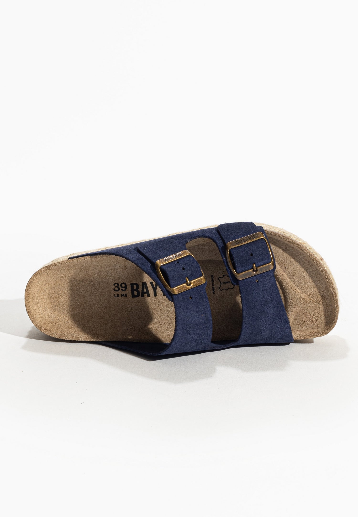 Olympe Navy Blue Suede Leather Platform Sandals