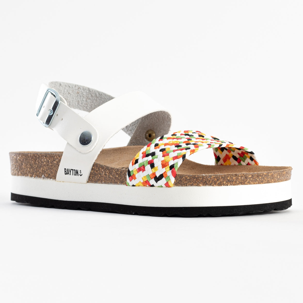 Almeria White and Multicolor Platform Sandals