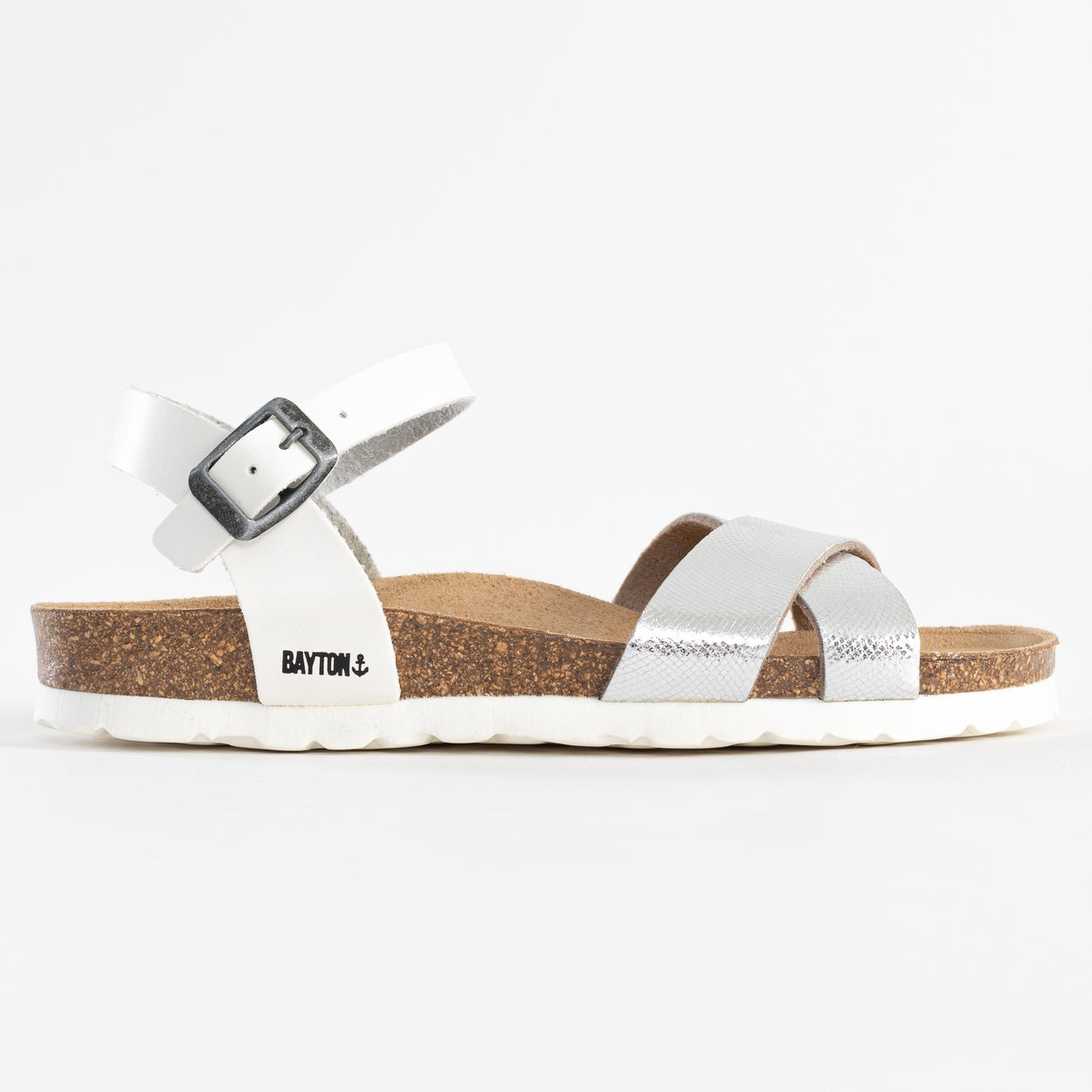 Vallado White and Silver Multi-Strap Sandals