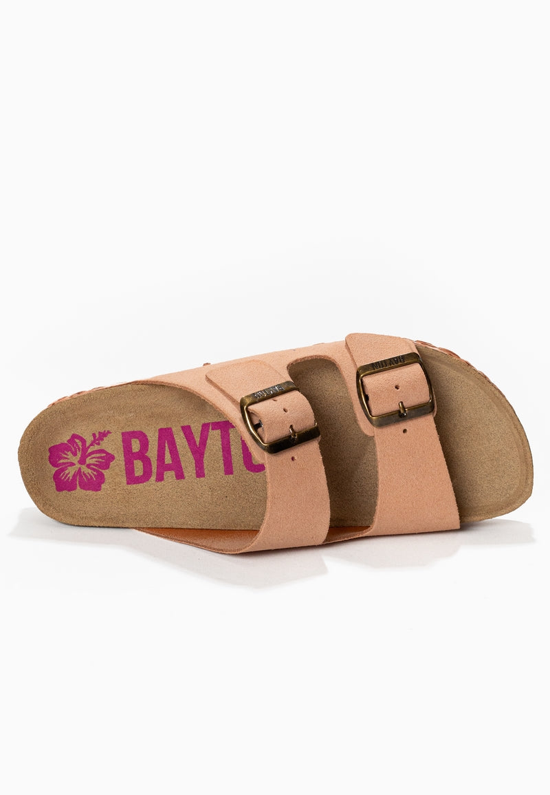 Benalla Peach Suede Leather 2 Strap Sandals