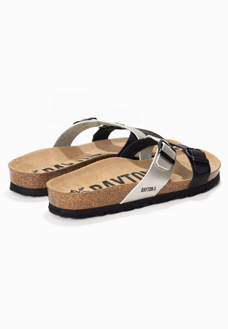 Sandalias Cleo en negro y plateado