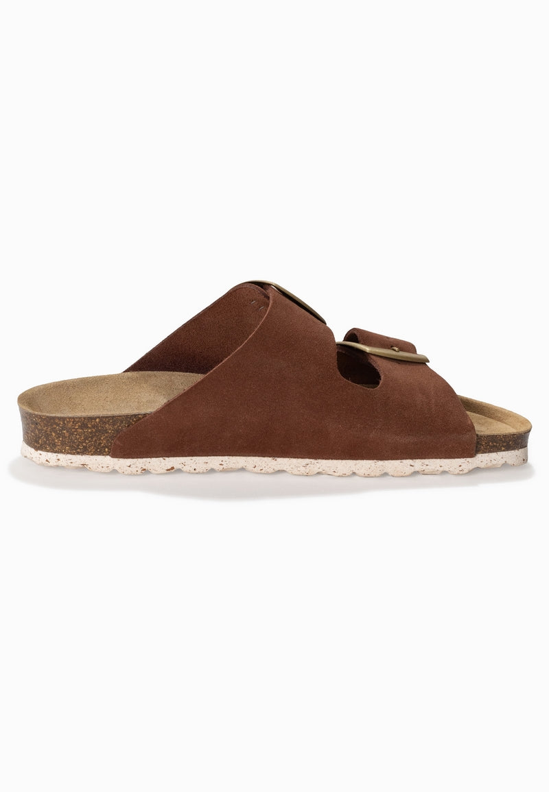 Alicante Brown Suede Leather 2 Strap Sandals