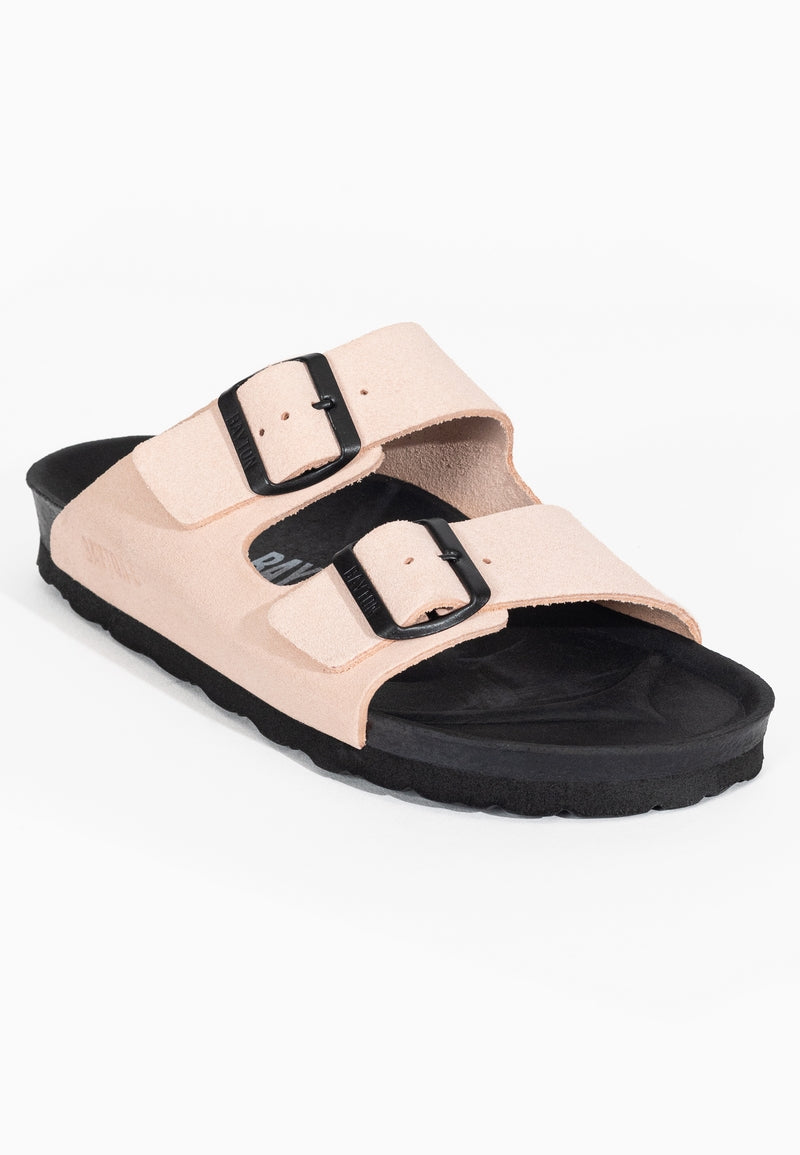 Atlas Nude Suede Leather 2 Strap Sandals