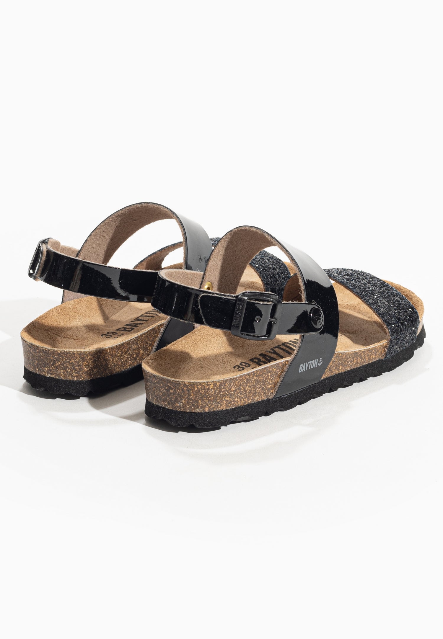 Abyss Black and Glitter Multi-Strap Sandals