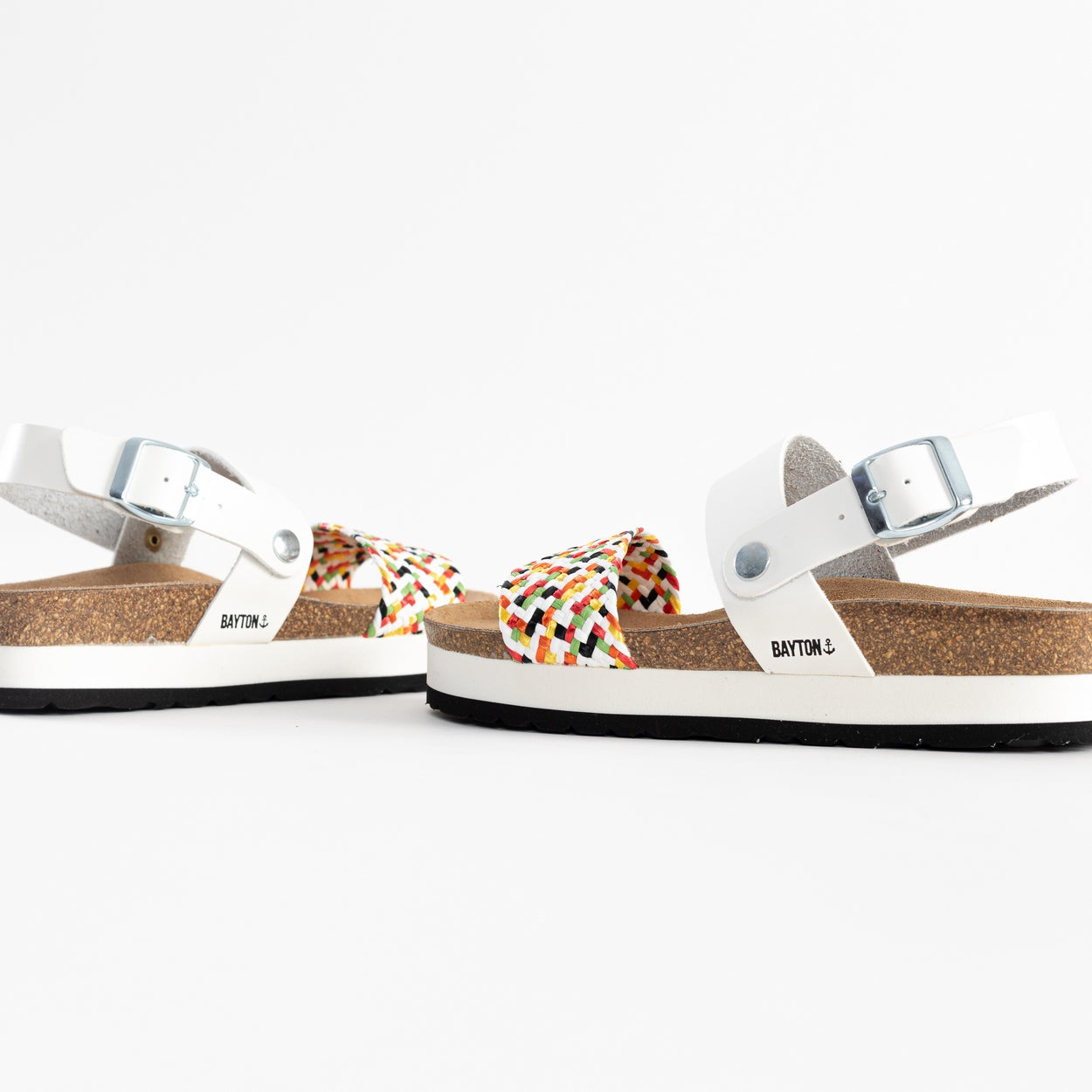 Almeria White and Multicolor Platform Sandals