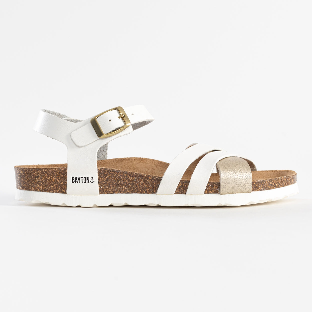 Denia White and Gold Multi-Strap Sandals