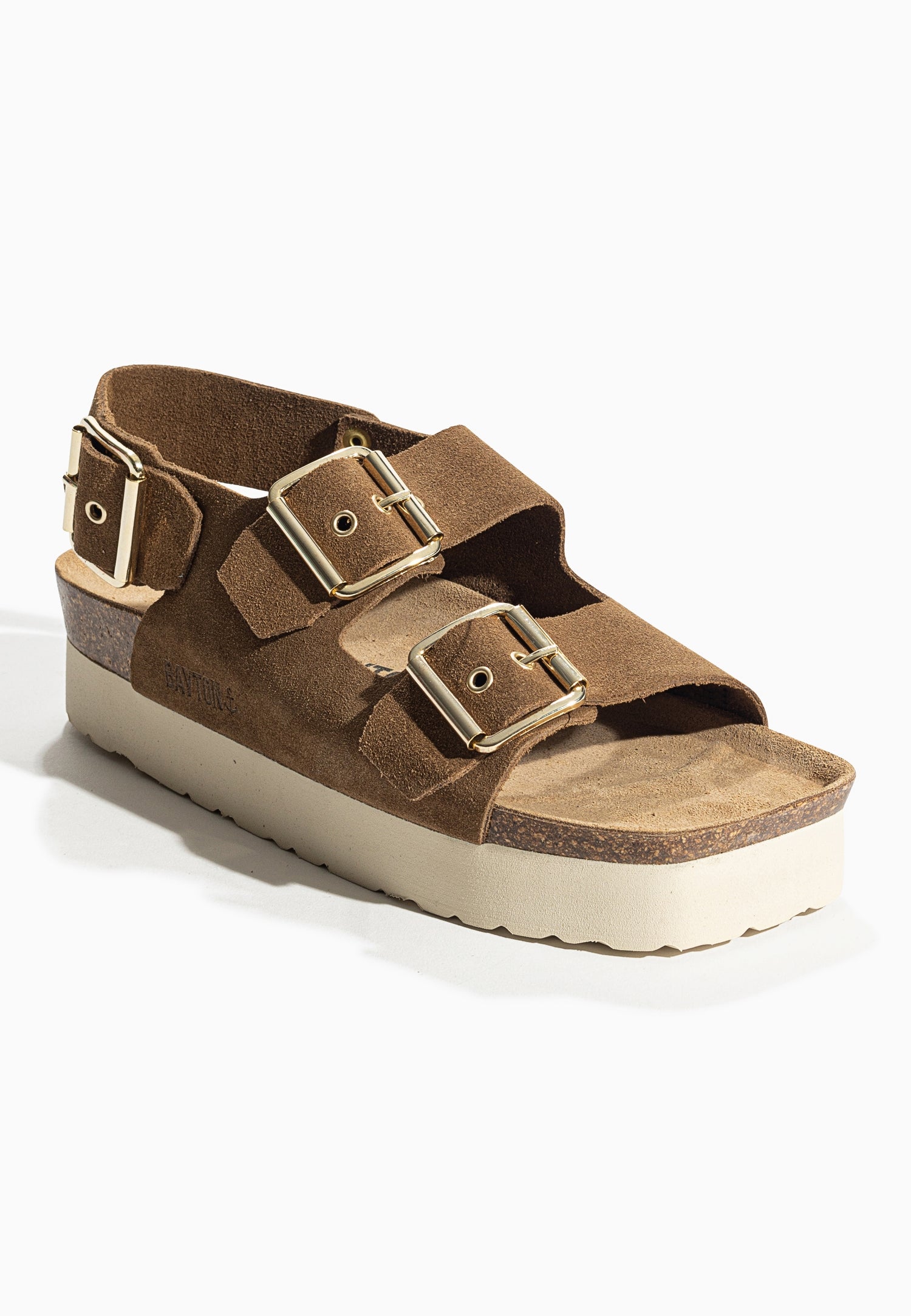 Rosa Camel Platform Sandals in Suede Leather