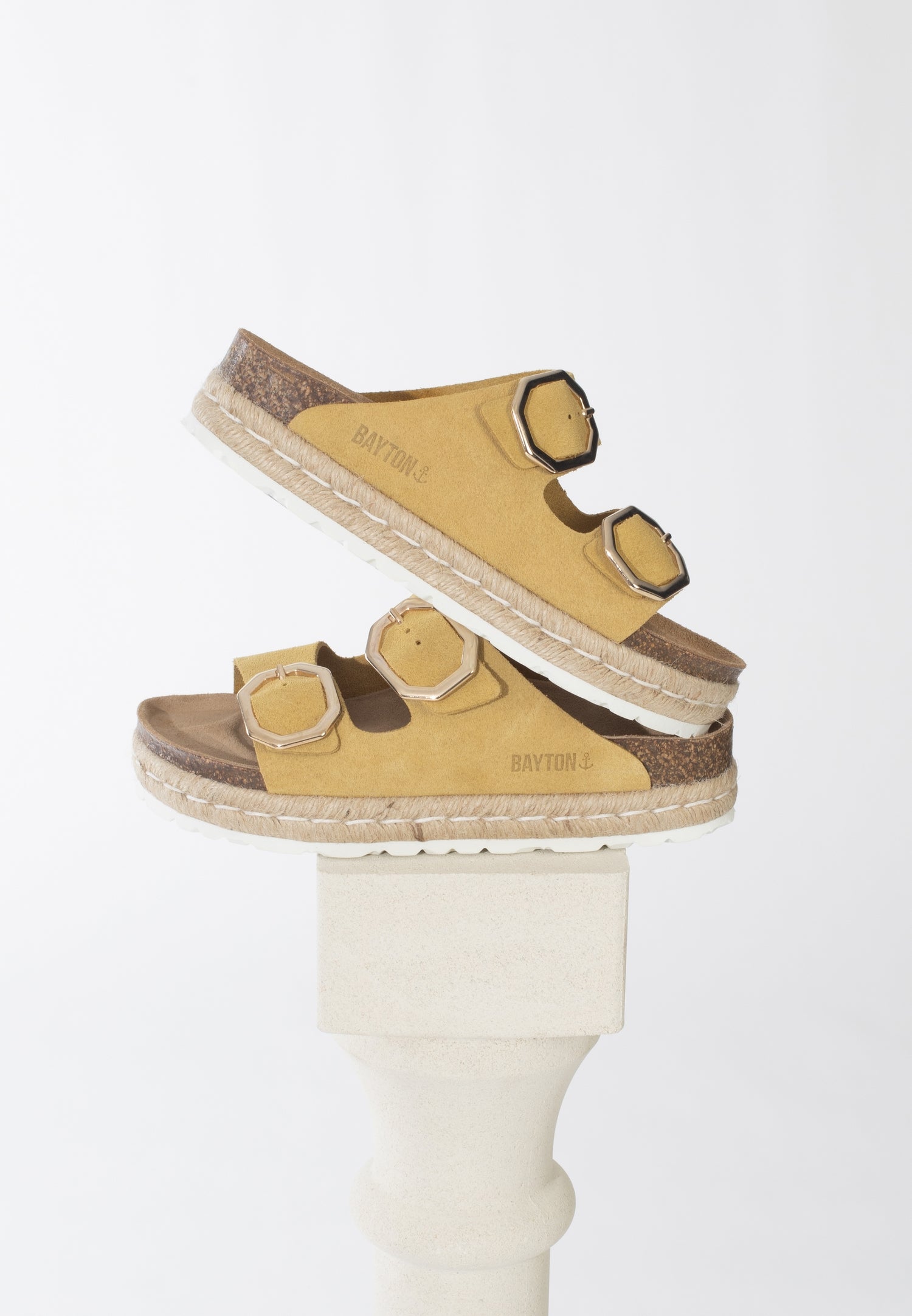 Alcee Yellow Suede Leather Platform Sandals