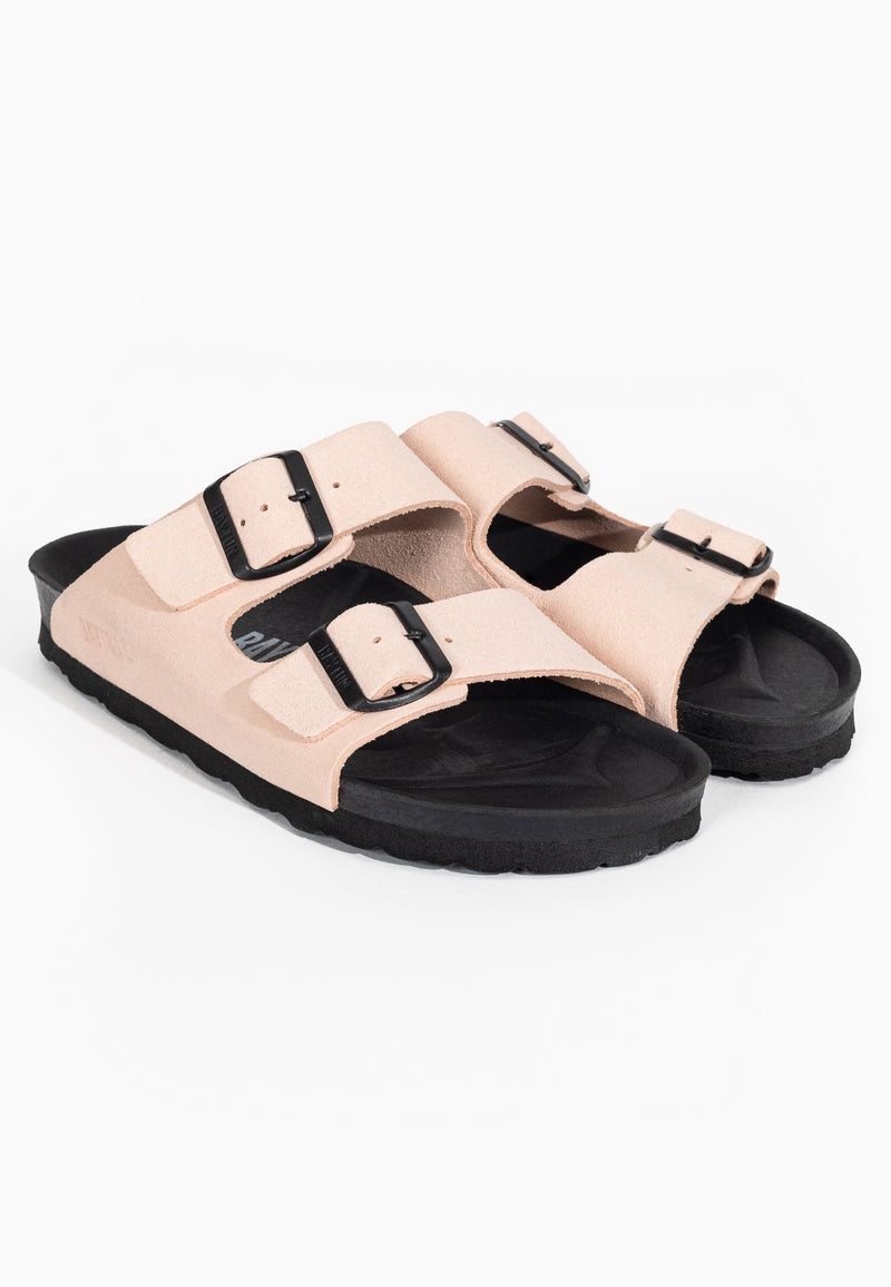 Atlas Nude Suede Leather 2 Strap Sandals