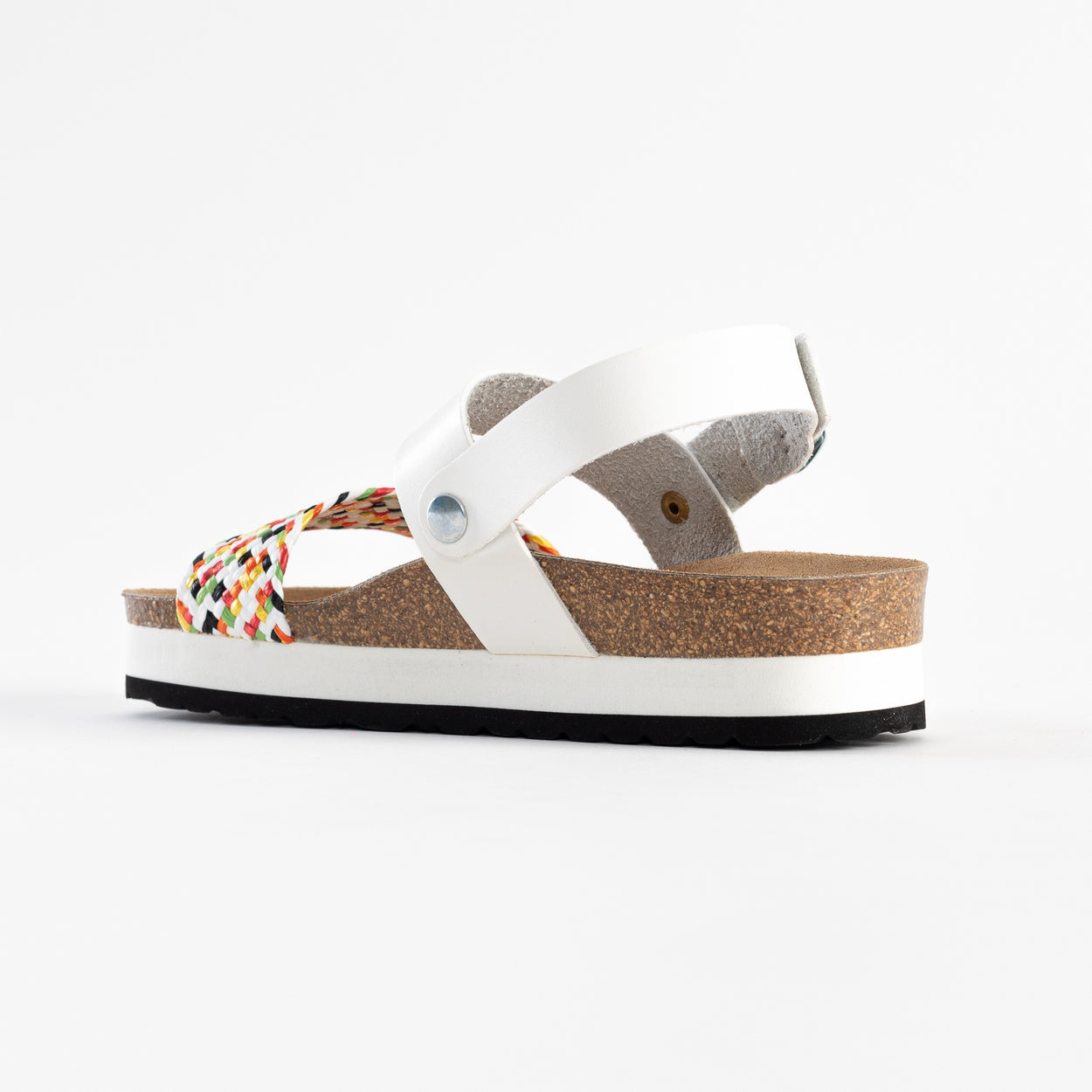 Almeria White and Multicolor Platform Sandals