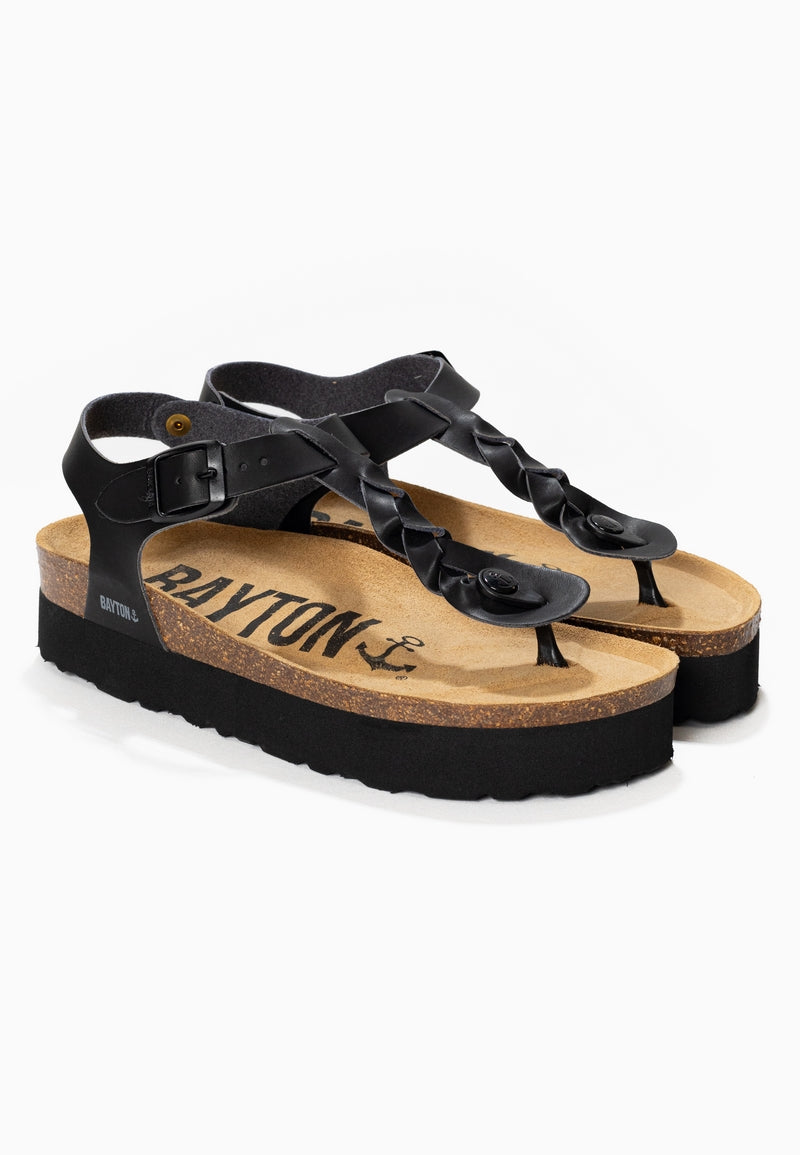 Badajoz Black Platform Sandals