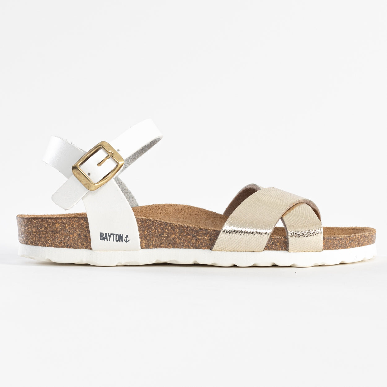 Vallado White and Gold Multi-Strap Sandals