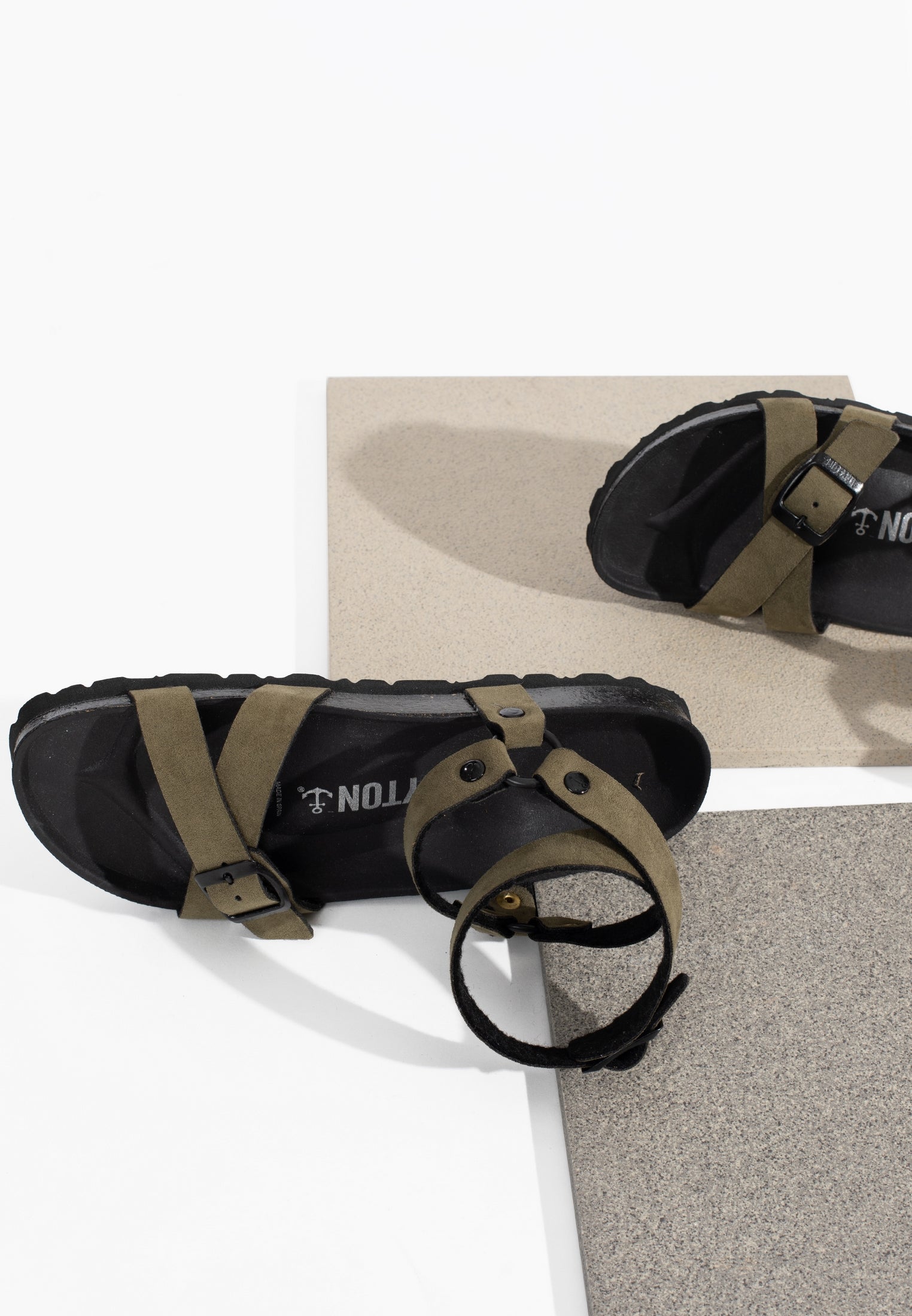 Khaki Multi-Strap Galaxy Sandals