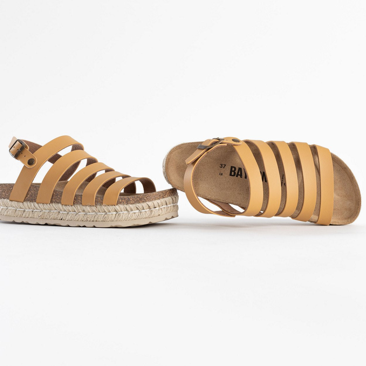 Umbria Camel Multi-Strap Platform Sandals