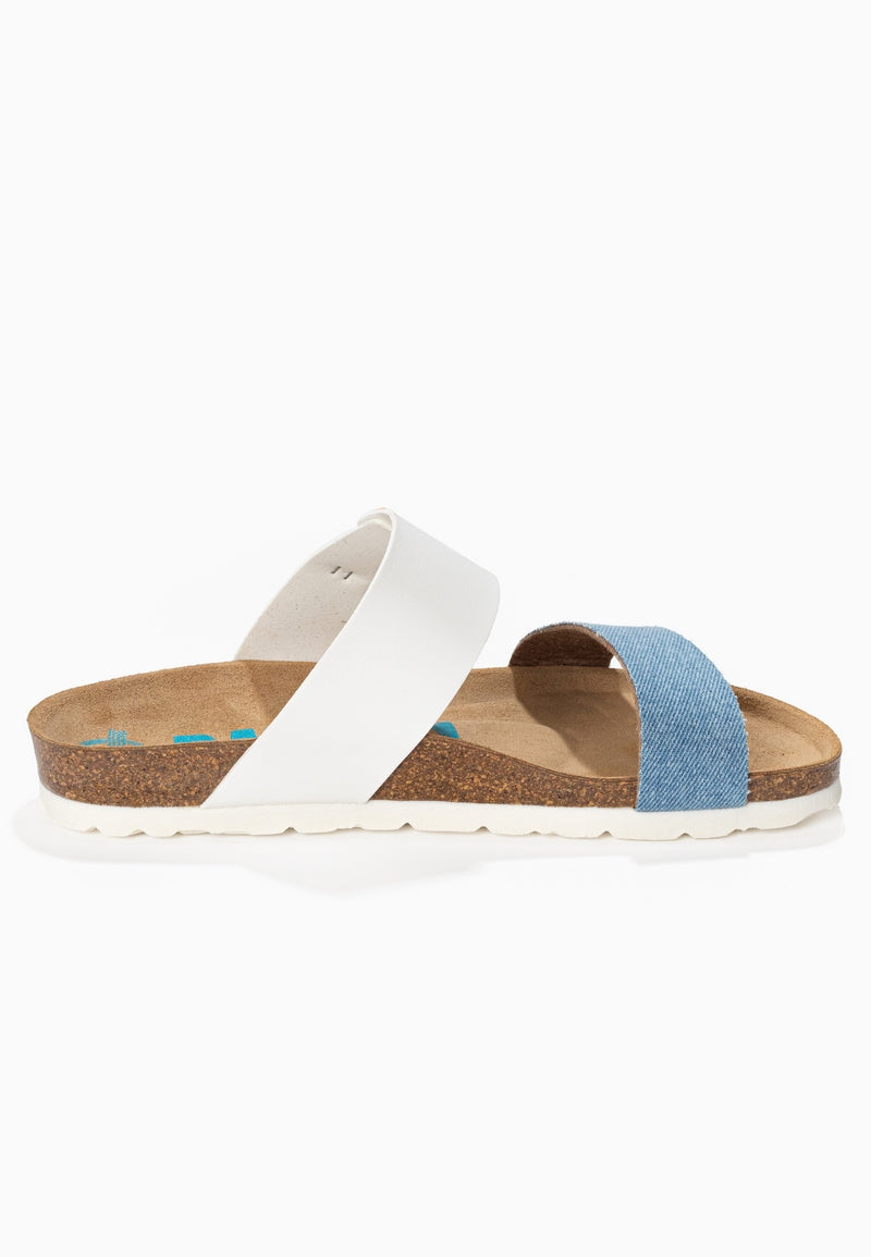 Sandalias Valence en blanco y azul cielo