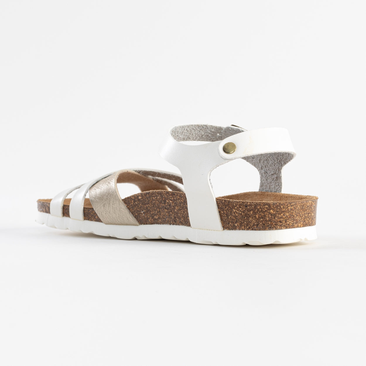 Denia White and Gold Multi-Strap Sandals