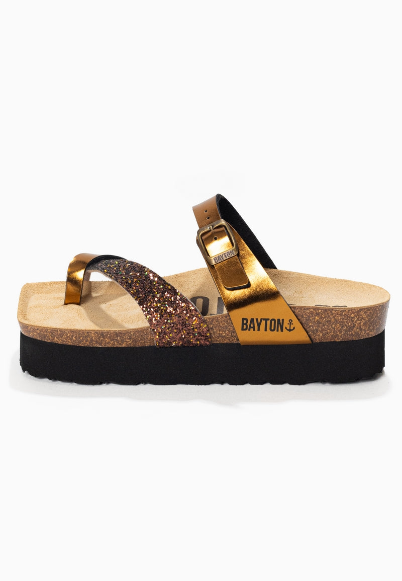 Andromac Bronze and Glitter Platform Sandals