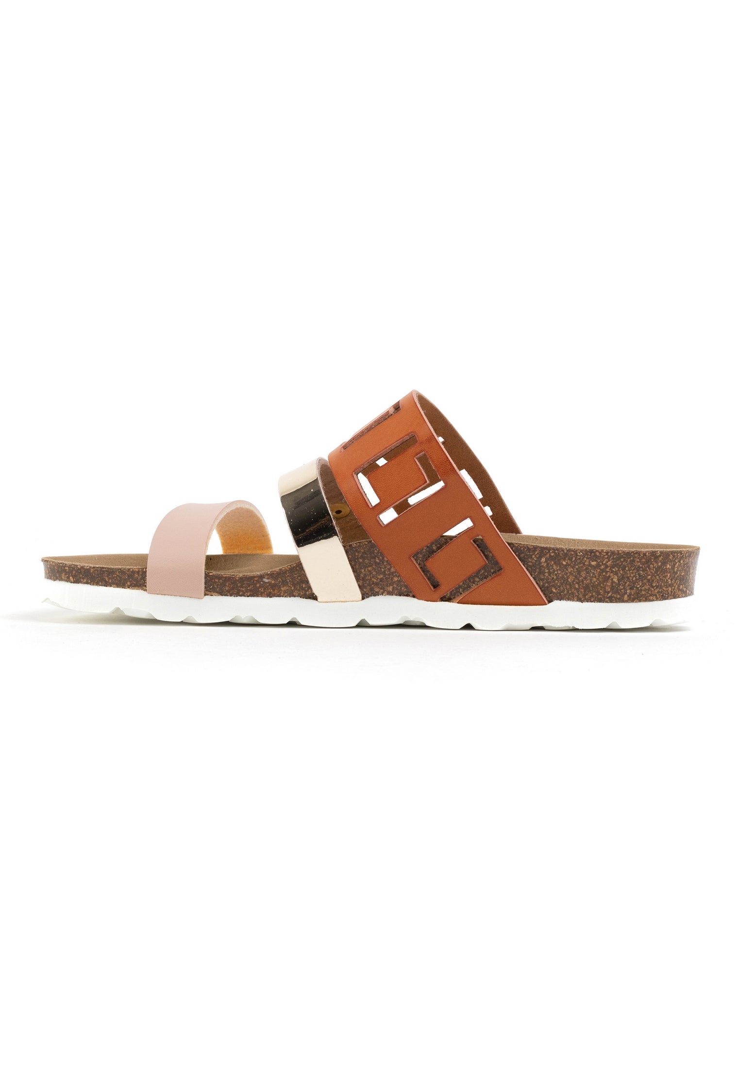 Galice Nude and Camel Multi-Strap Sandals