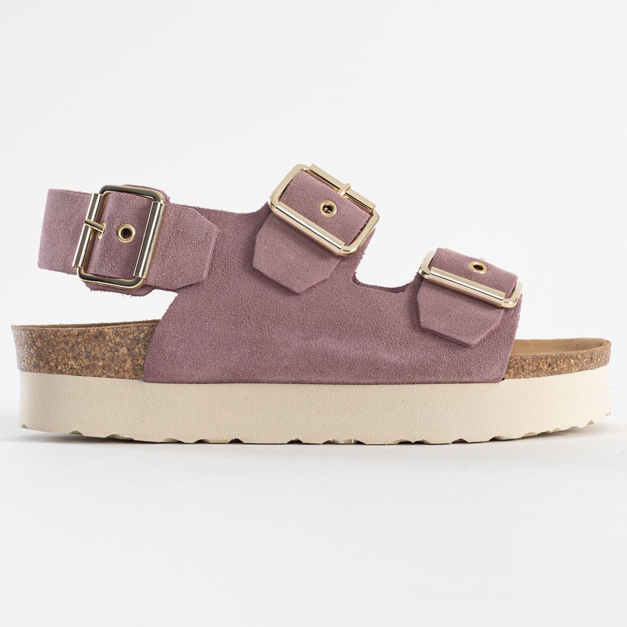 Rosa Old Pink Suede Leather Platform Sandals