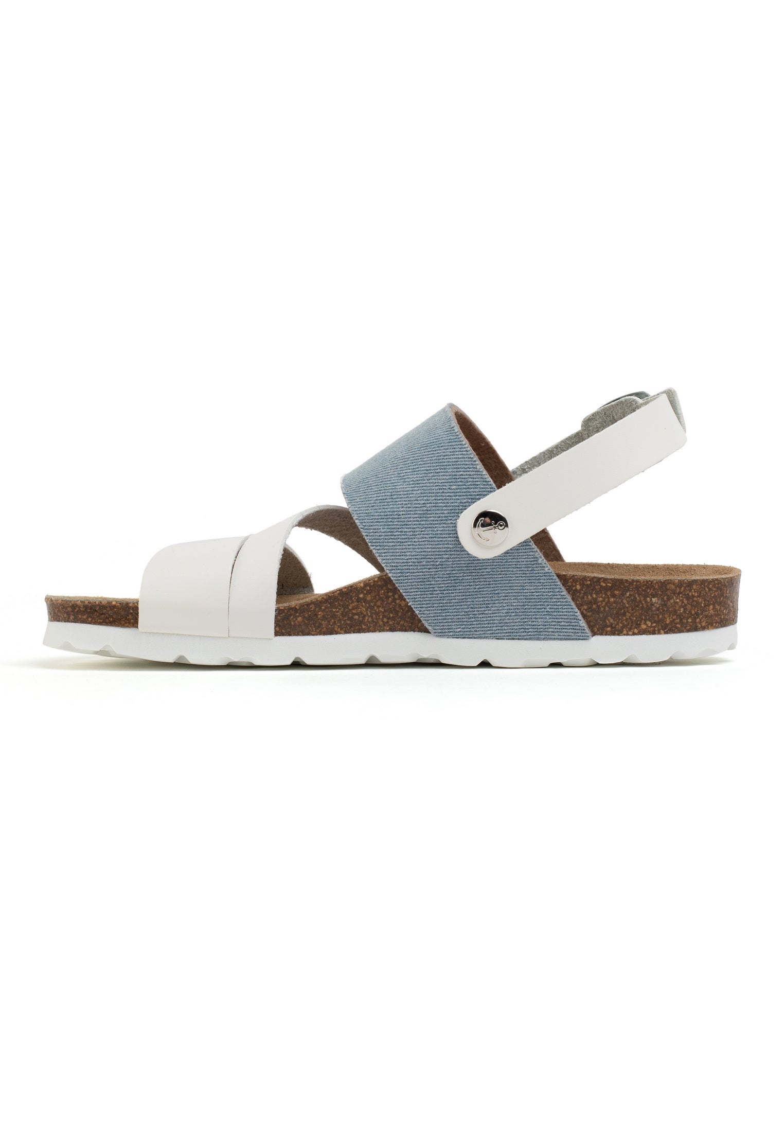 Sandales Vitoria Blanc Et Bleu Ciel Denim Multi-Brides