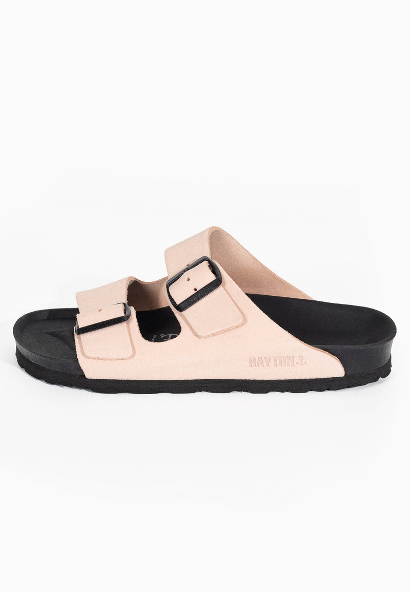 Atlas Nude Suede Leather 2 Strap Sandals