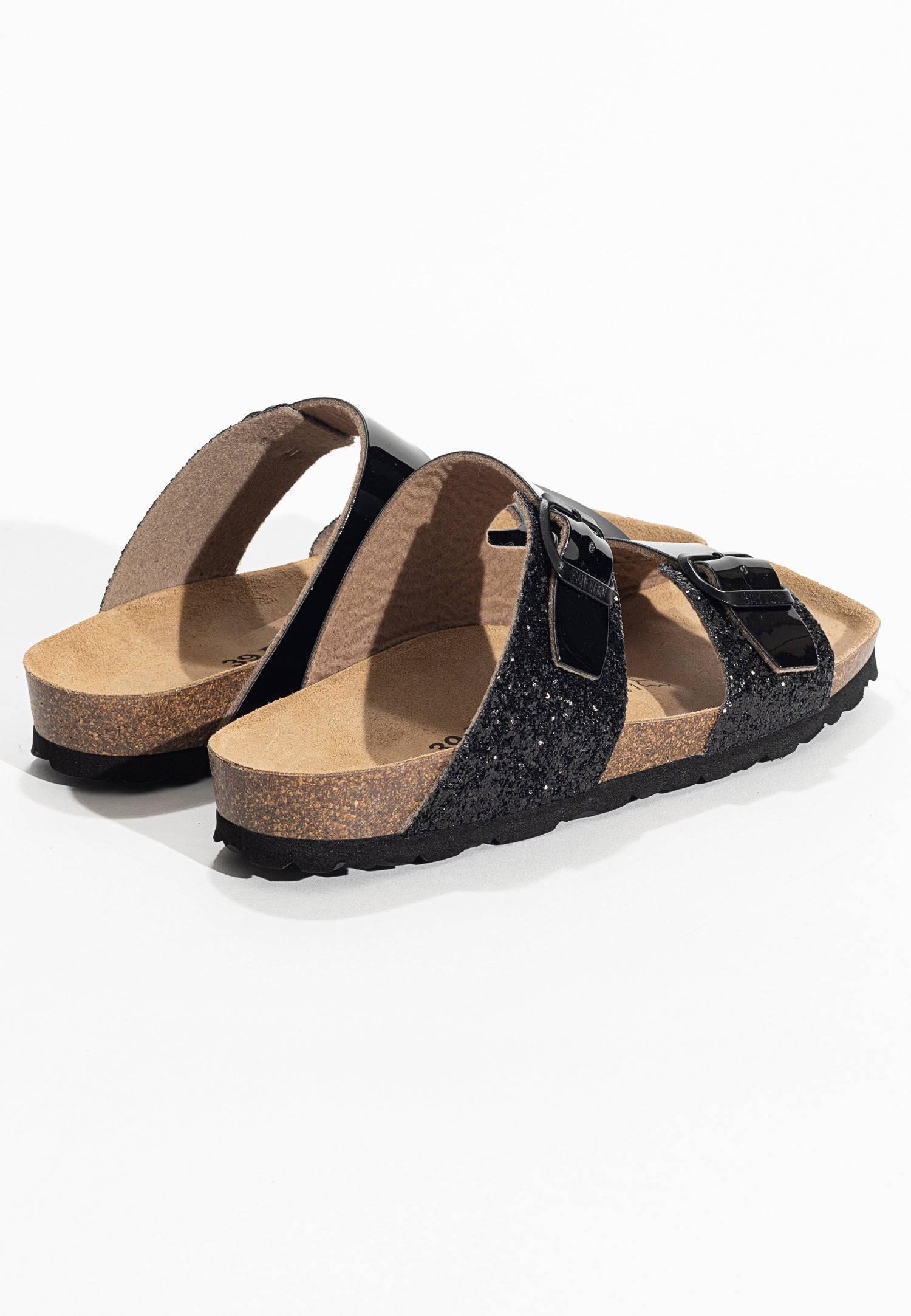 Sandales 2 Brides Ilithyie Noir et paillettes