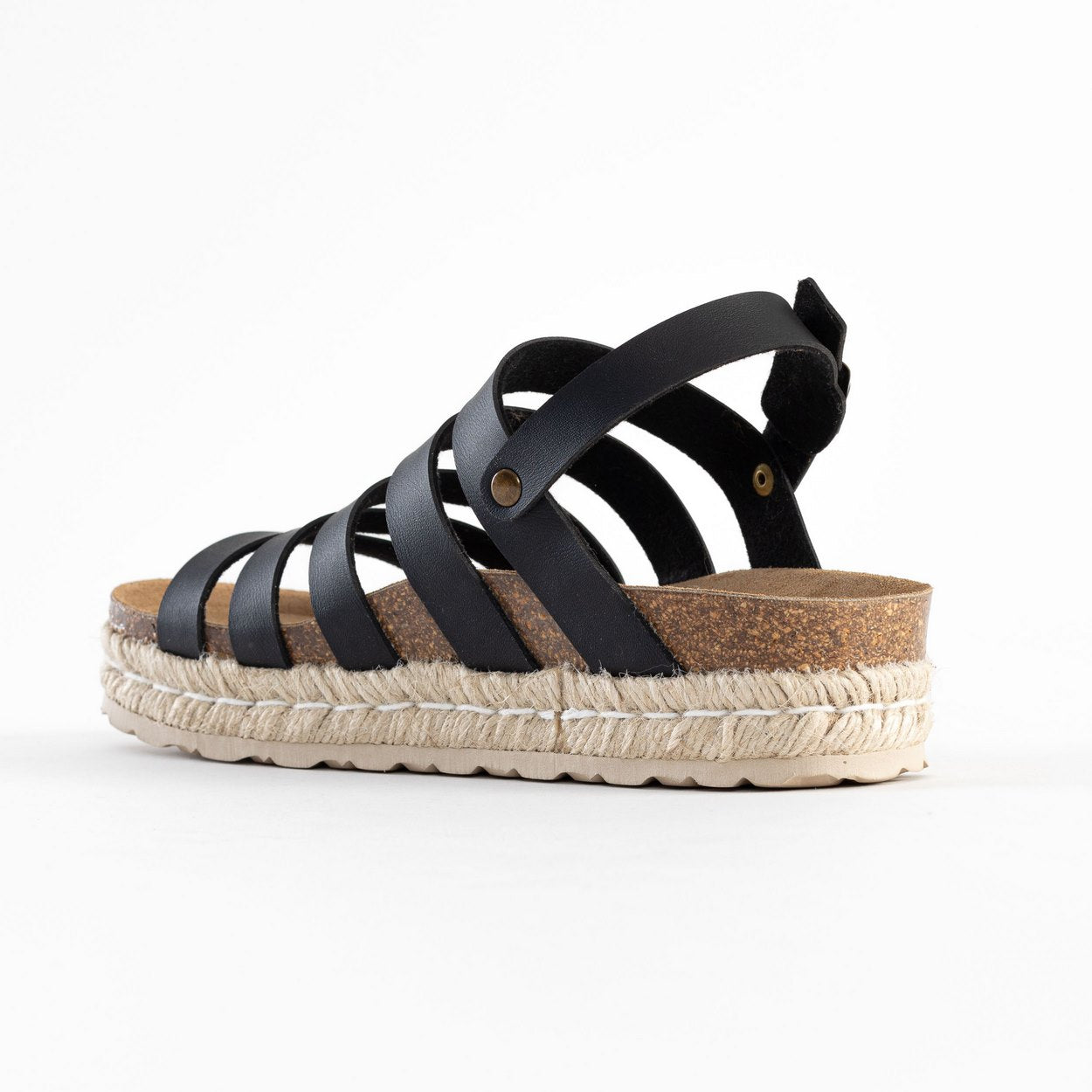 Umbria Black Multi-Strap Platform Sandals