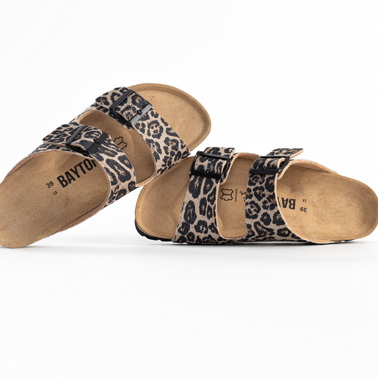 Sandalias Atlas con 2 tiras y estampado de leopardo