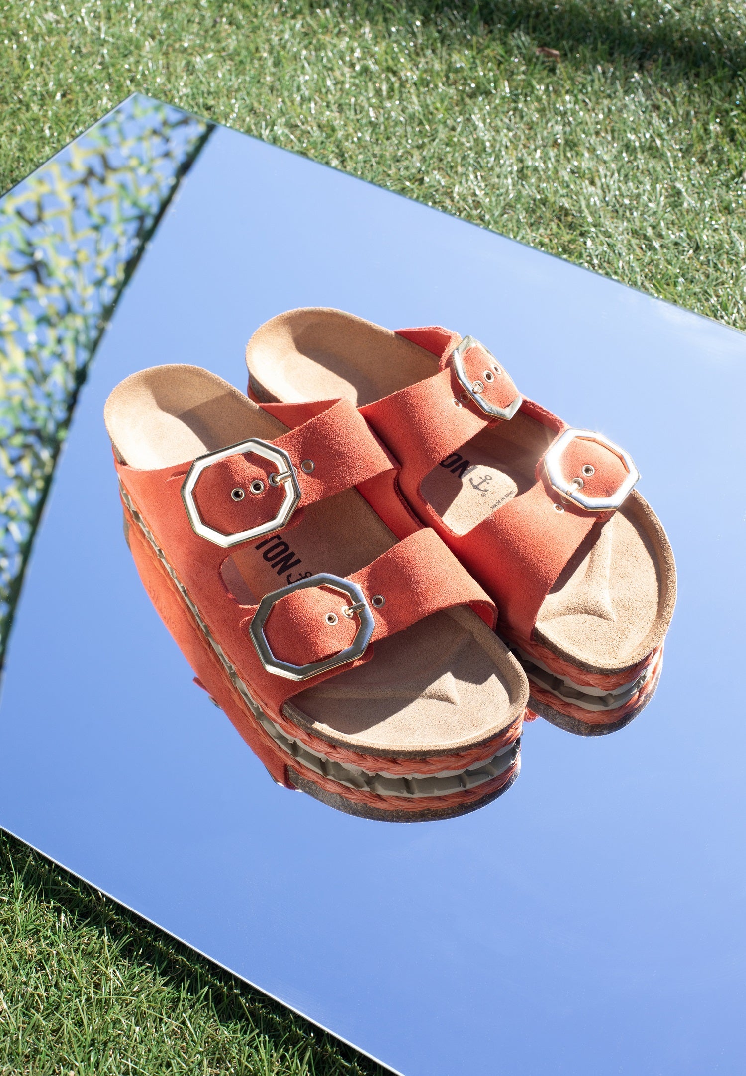 Atlas Coral Suede Leather 2 Strap Sandals