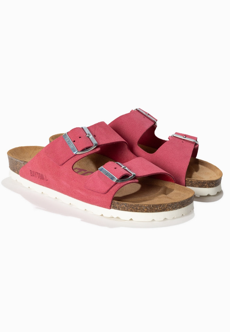 Atlas Rose Suede Leather 2 Strap Sandals