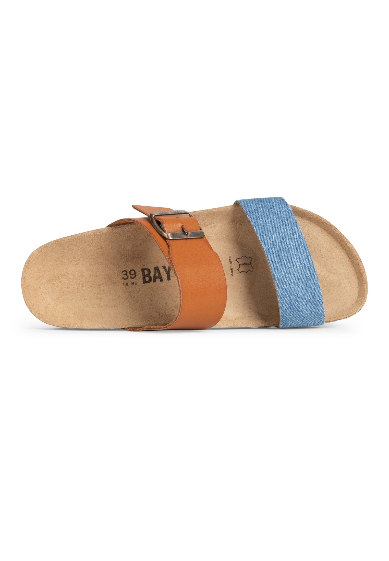 Sandalias Valence 2 Strap De Denim Azul Claro Y Camel