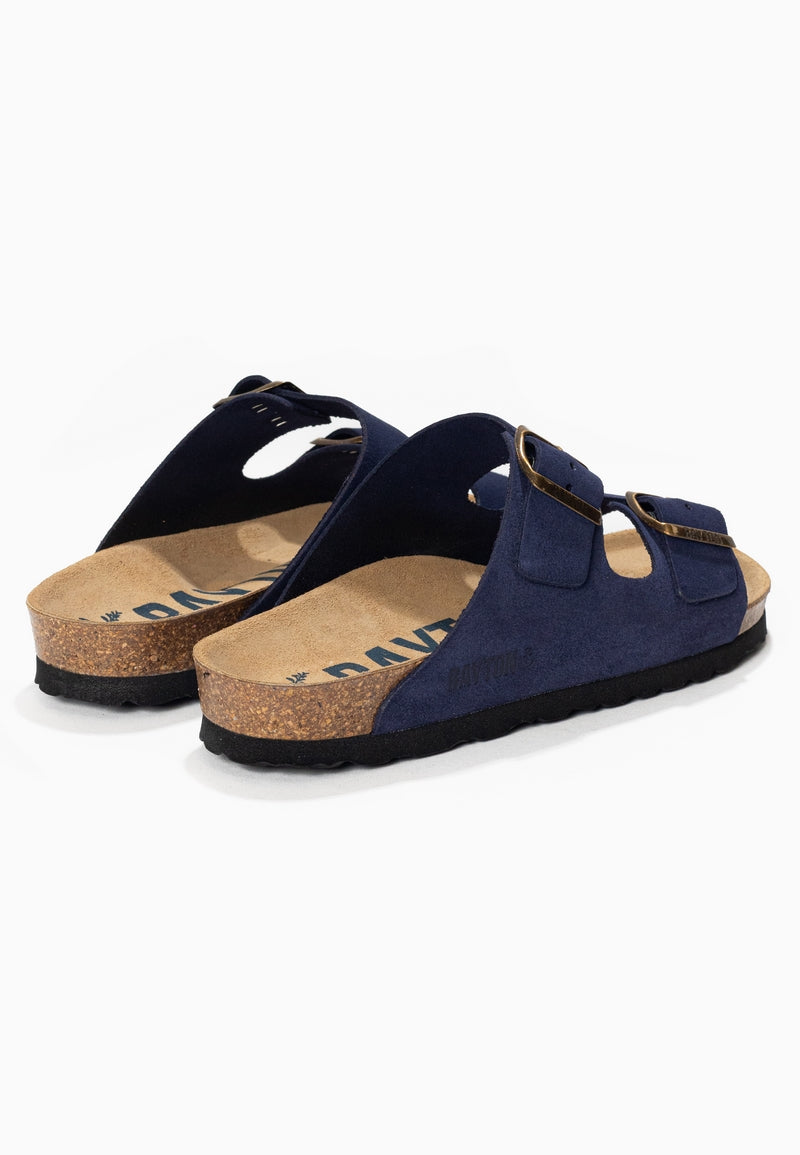 Atlas Navy Blue Suede Leather 2 Strap Sandals