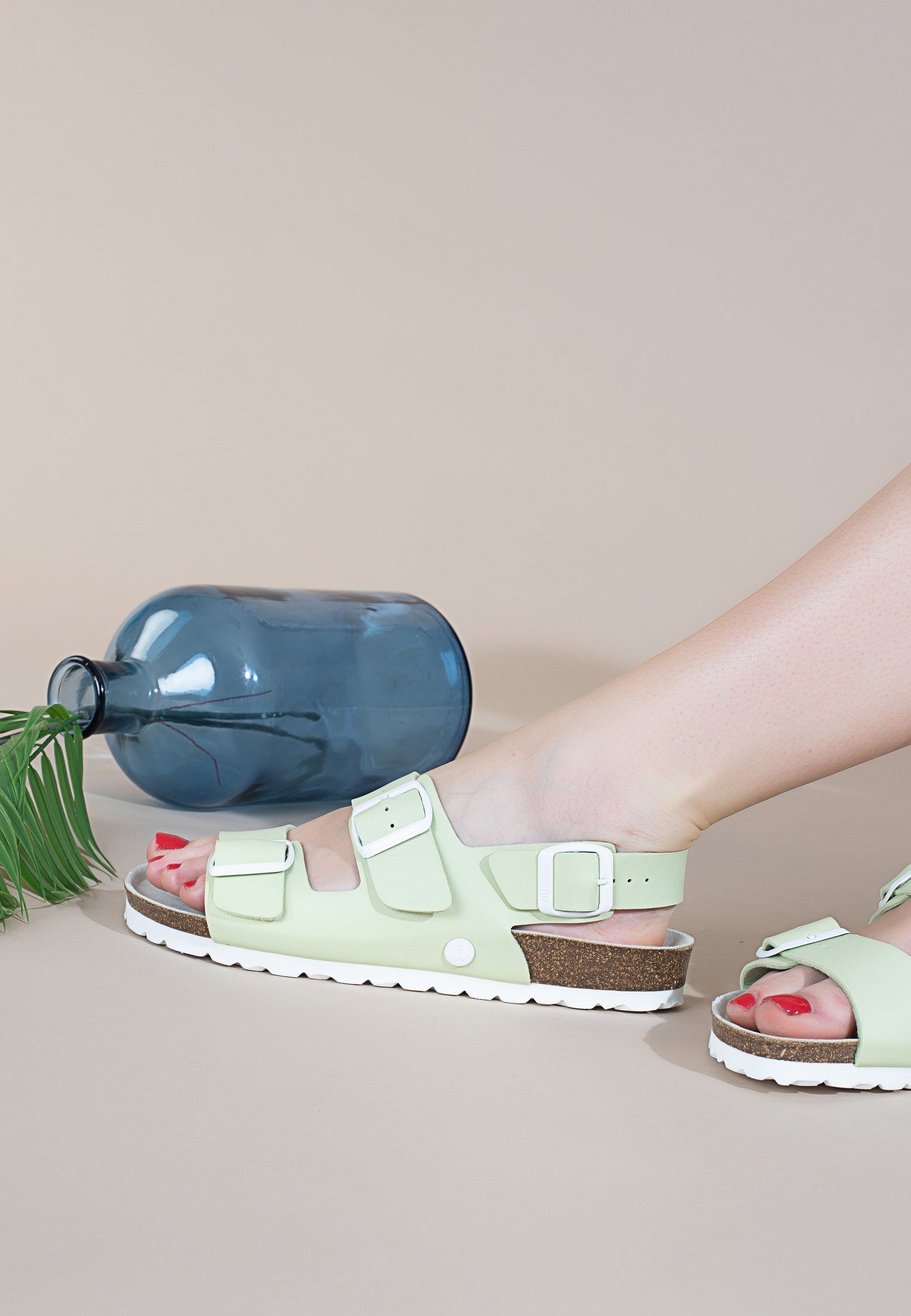 Achille Pistachio Multi-Strap Sandals