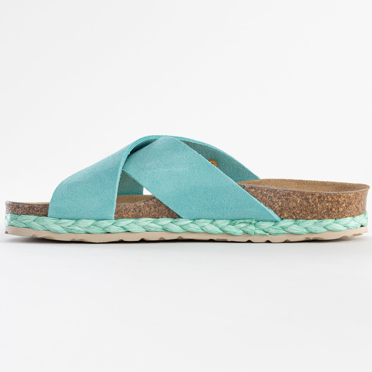 Burgos Sky Blue Suede Leather 2 Strap Sandals