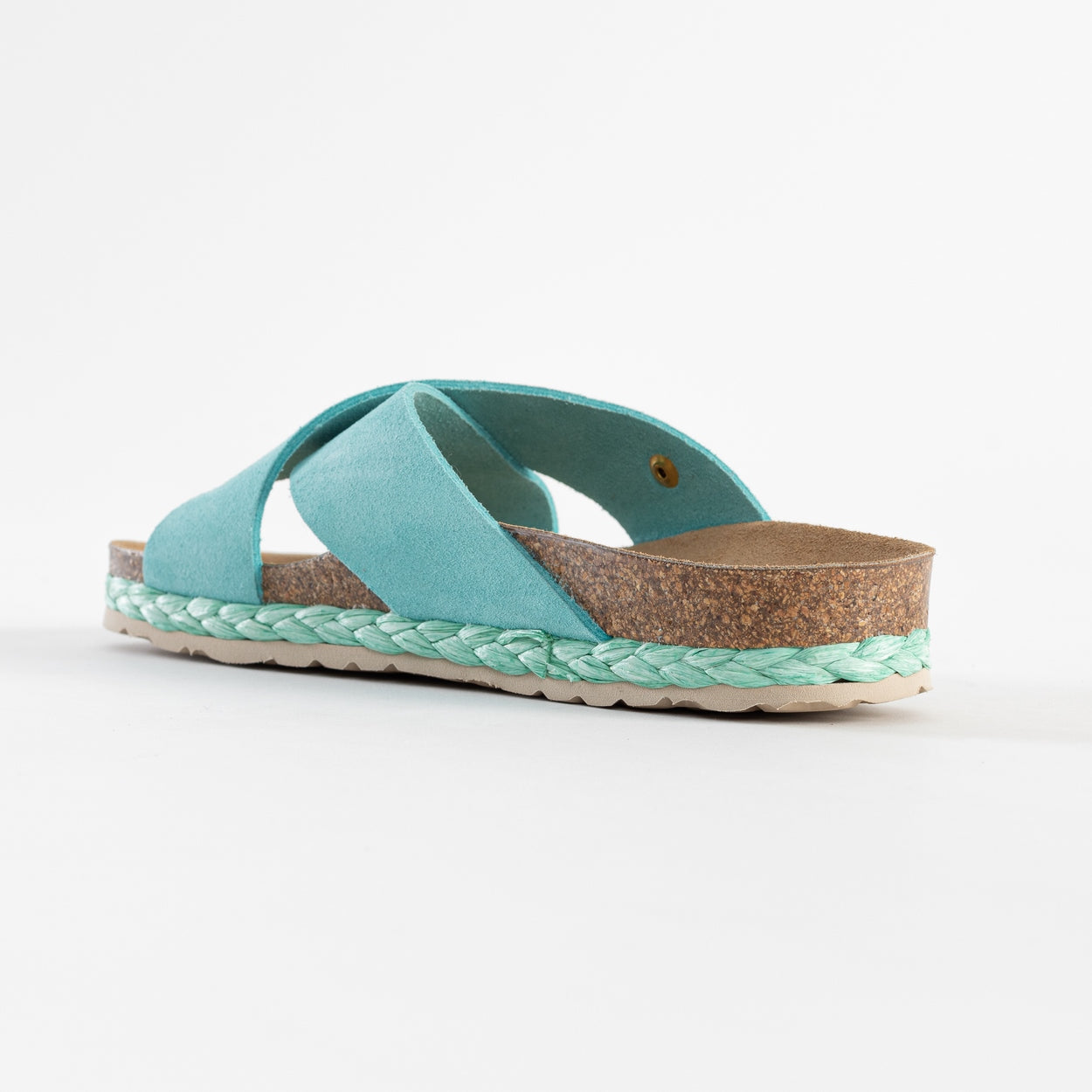 Burgos Sky Blue Suede Leather 2 Strap Sandals