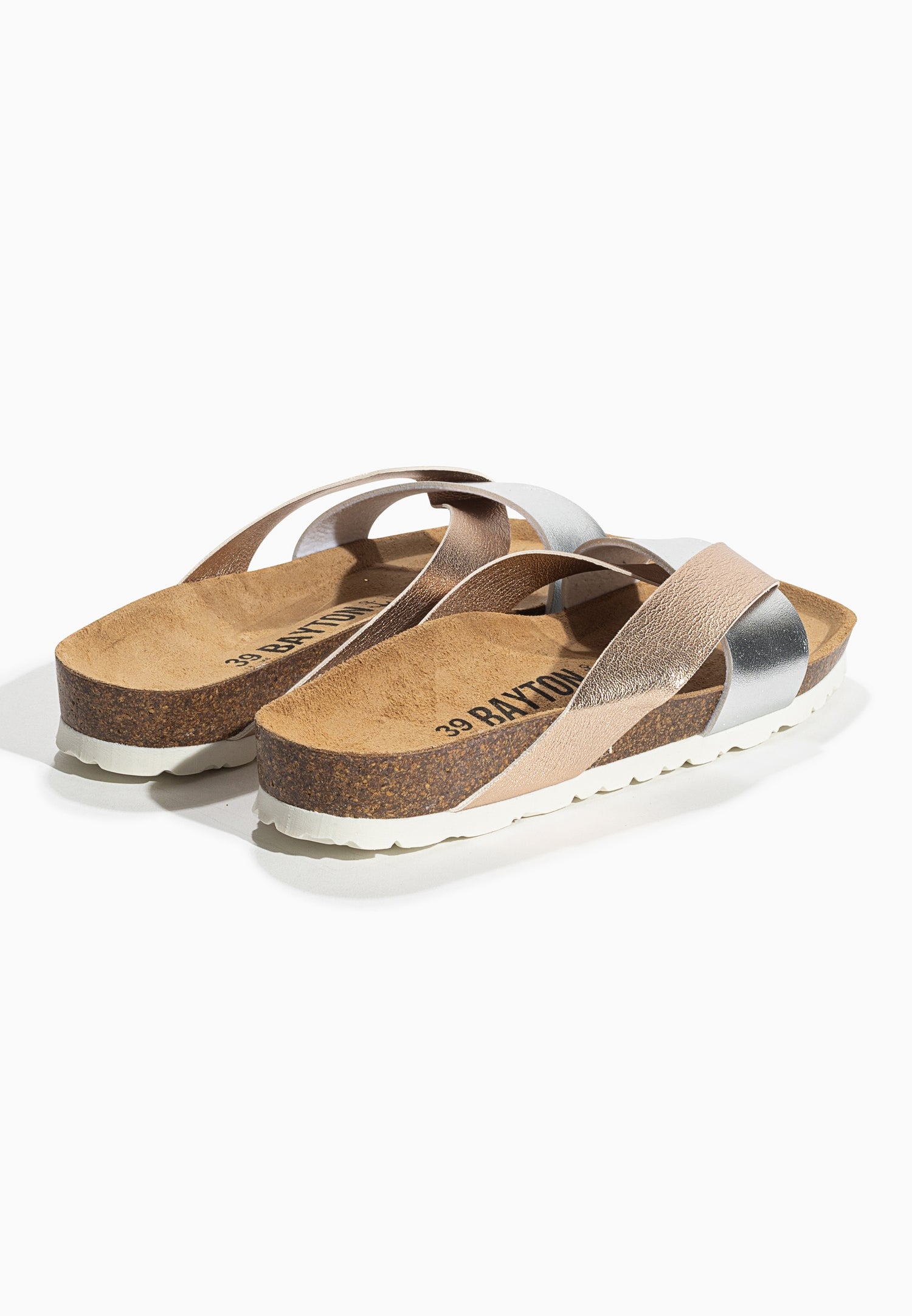 Mildura Rose Gold and Silver 2 Strap Sandals