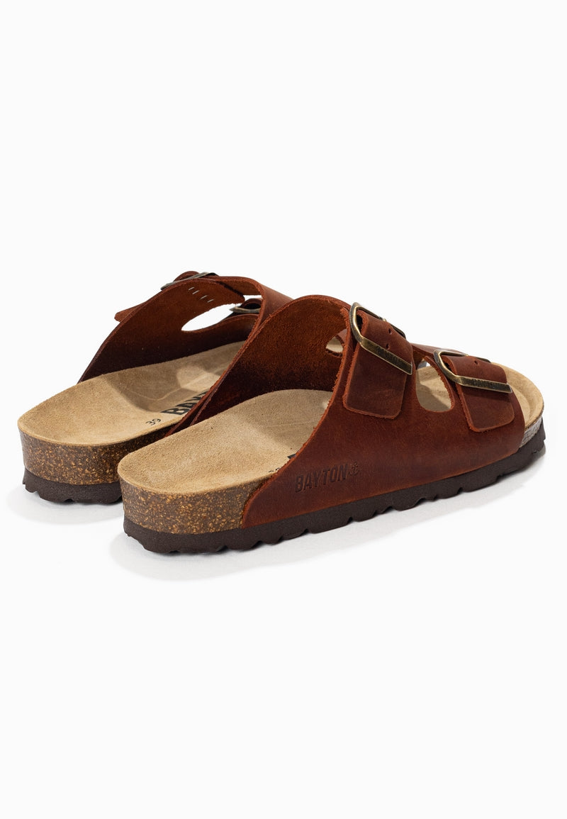 Sandales 2 Brides Atlas Marron 100% Cuir