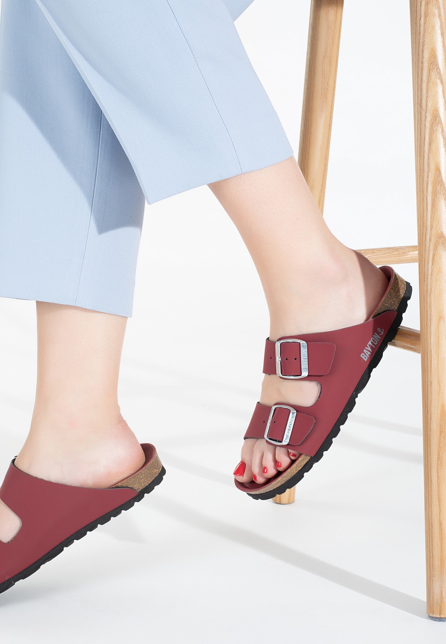 Atlas Bordeaux 2 Strap Sandals