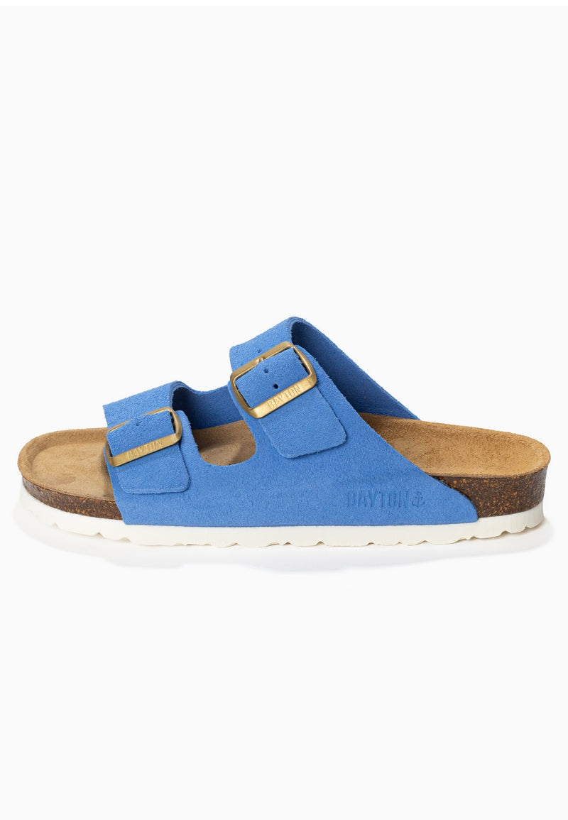 Atlas Blue Suede Leather 2 Strap Sandals