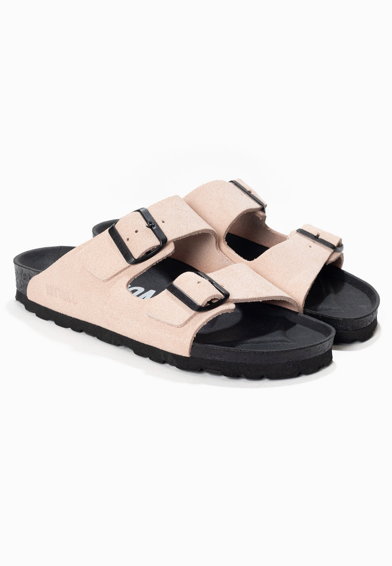 Atlas Nude Suede Leather 2 Strap Sandals