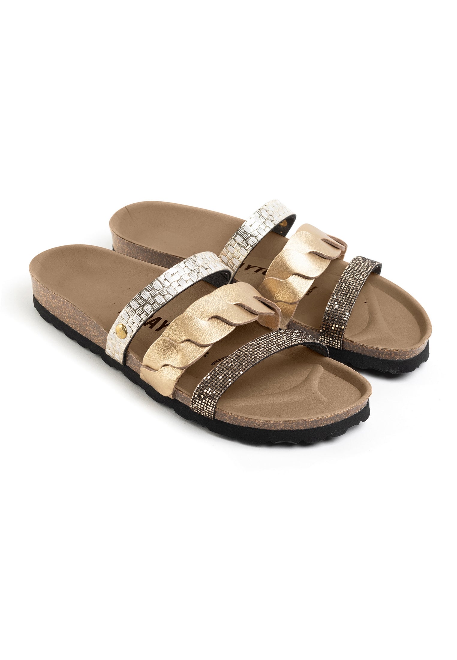 Multi-Strap Gold Coral Sandals