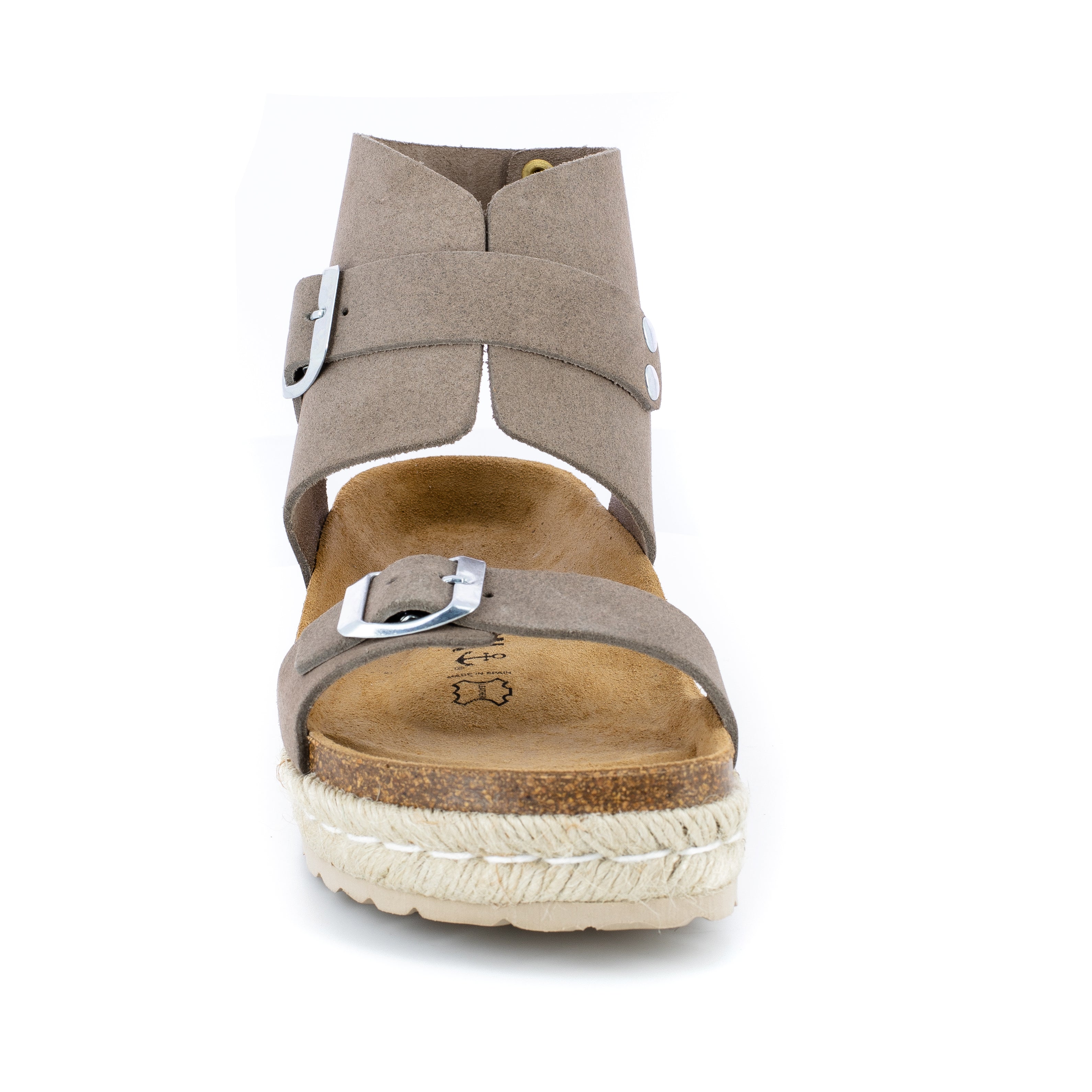 Dubbo Taupe Suede Leather Multi-Strap Platform Sandals