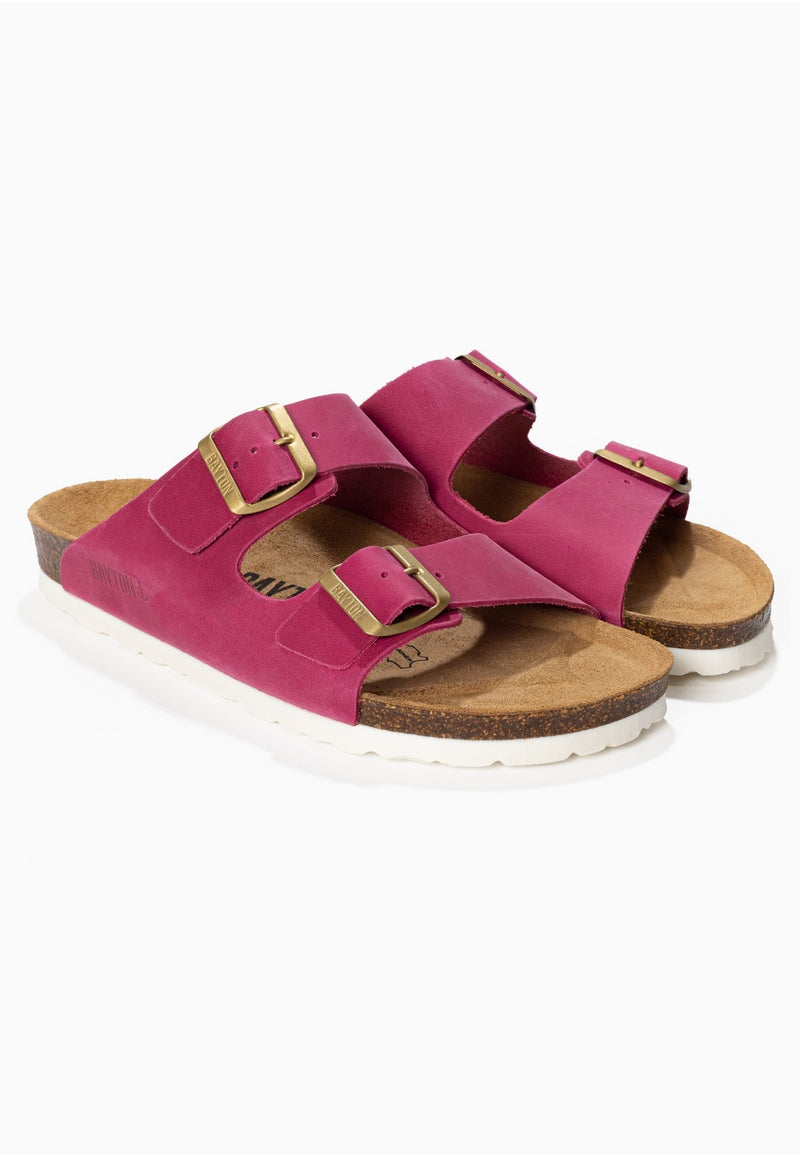 Atlas Fuschia 2 Strap Sandals 100% Leather