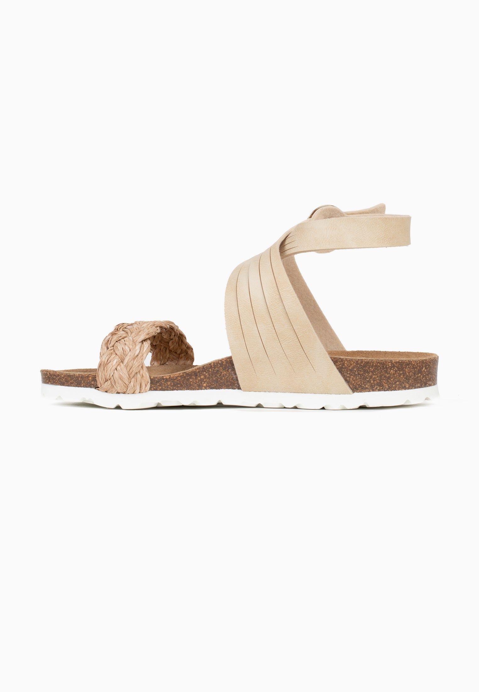 Garrigue Beige and Gold Multi-Strap Sandals